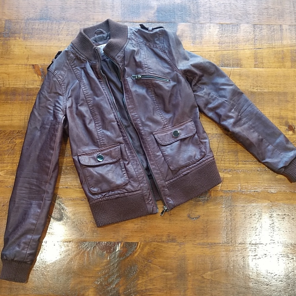 Xhilaration Large Maroon Leather Jacket